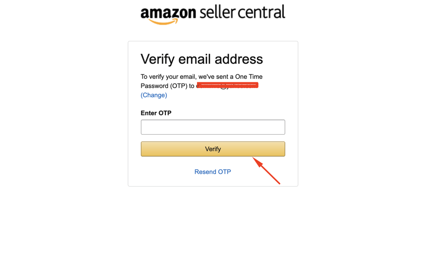 Nhập mã OTP mà Amazon
